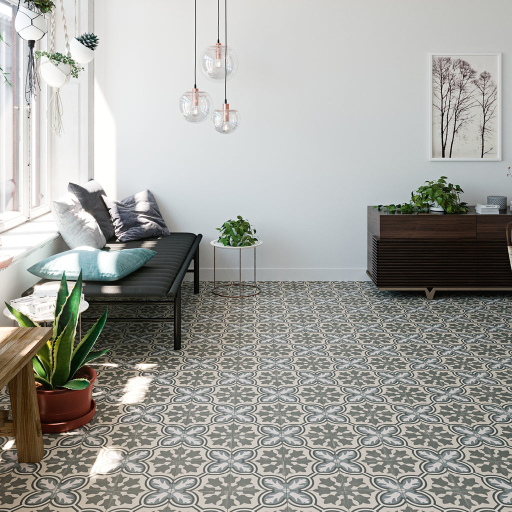 Camarles porcelain tile on living room floor