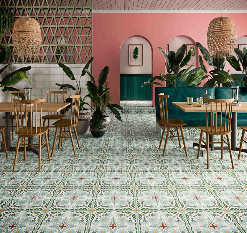 Jardin - Olivos pattern floor tiles