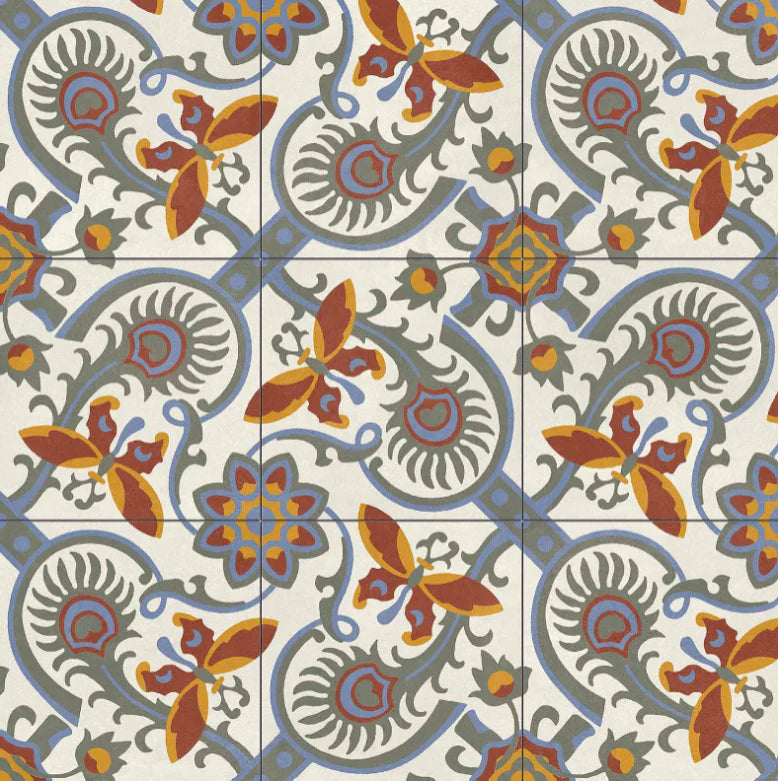 Porcelain Encaustic: Jardin Mariposas