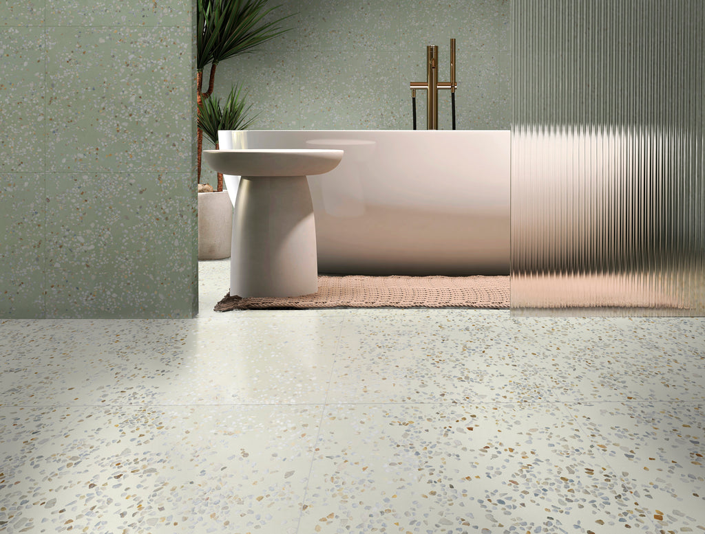 Terrazzo Pastel Green Bathroom Wall