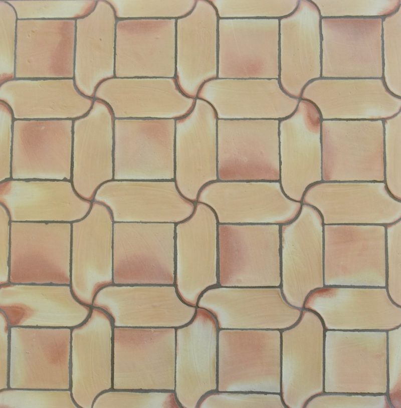 Terracotta: Handmade Moon Rectangle Tiles with Squares